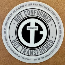 Not Conformed But Transformed Vinyl Sticker 3” Romans 12:2 Christ Jesus CEA 2024 picture