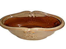 Tan Brown Ceramic Glazed Plant Succulent Planter Pot Scrolling A37 picture