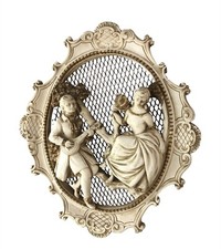 3D Chalkware Courting Couple Oval Wall Plaque 16 x 14