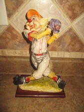 VTG MICENA COLLECTION CLOWN RESIN BASEBALL BATTER ON WOODEN BASE picture