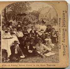 A Sunday School Picnic in the Rural Districts – Historic Vintage Stereoview Card picture