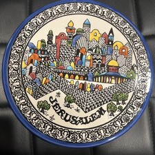 Vintage Jerusalem Souvenir Pottery Plate picture