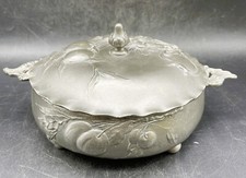 Antique circa 1900 Art Nouveau KAYSERZINN Pewter Tureen Floral & Fruit 4037 picture