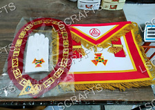 Masonic Royal Arch PHP Past High Priest Apron, Chain Collar, Jewel and Gloves picture