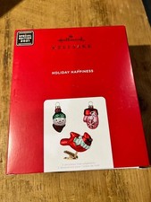 Hallmark Keepsake Ornament Holiday Happiness Set of 3 2021 Cardinal Blown Glass picture