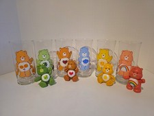 VINTAGE Care Bears Pizza Hut 1983 Complete Glass Set of 6 Glasses & BONUS Bears picture