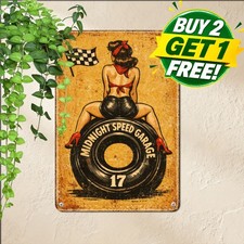Classic Tattooed Lady Artwork Sign Vintage Salon Studio Poster Metal Plaque 8x12 picture
