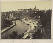 France, Dinan, La Rance, le Viaduc et le Quai Vintage Albumen Print Print Print a picture