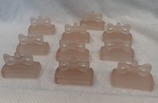 10 Vintage Pink Frosted Glass Place Card Holders With Bow On Top picture