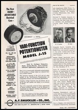 1951 A. F. Smuckler Brooklyn New York J-15 Vari-Function Potentiometers Print Ad picture