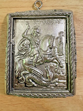 Vtg  Greek Orthodox Byzantine Icon Saint George Slaying The Dragon 3D Wall Art picture