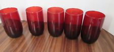 5 Vtg Anchor Hocking Royal Ruby Red Roly Poly Tumbler Juice Glasses 4 1/4