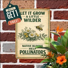 Pardon Our Weeds Feeding Honey Bees Garden Metal Tin Sign Yard Plaque 8x12 picture