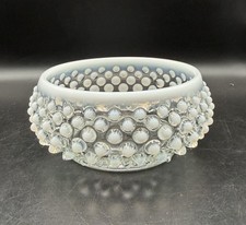 Vintage Hobnail Clear And White Small Bowl Trinket Dish  4.5x2 Fenton Style picture