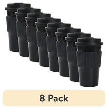 (8 pack) Mainstays 18oz Rich Black Plastic Travel Coffee Cup with Lid picture