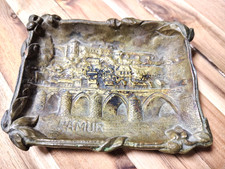 Antique Belgian Art Nouveau Brass Vide-Poche Tray Namur Citadel Signed EF Depose picture
