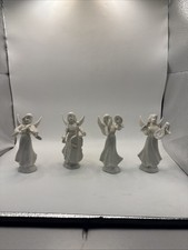 Vintage Dresden Germany White Porcelain Angel Orchestra Set Of 4 Figurines * picture
