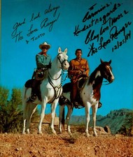 RARE STILL THE LONE RANGER CLAYTON MOORE ON SILVER SIGNED COLOR picture