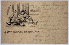 Antique 1908 Postcard Humor Romance A Little Coolness Between Them NH picture