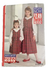 6332 Butterick See & Sew Now Girls JUMPER DRESS TOP Sewing Pattern 2 3 4 5 6 picture