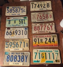 10 Vintage Indiana License Plate Lot Tag Mancave Wall Decor Project Art 70 80 90 picture