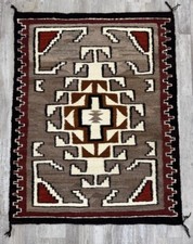 Navajo Two Gray Hills Rug ca 1960-1980 Handspun Wool 54
