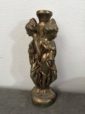 Vintage ONE Goddess Three Graces Figural Gilt Brass Table Lamp Piece Salvage picture