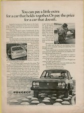 1976 Peugeot 504 Unitized Body 7000 Welds 4 Cyl Photo Auto Vintage Print Ad picture