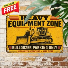 Heavy Bulldozer Metal Sign Construction Vehicle Workshop Wall Plaque picture