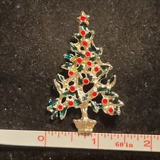 Metal Christmas Tree Red and Green Brooch pin lapel tie tack picture