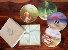 Vtg Pratt & Austin Stationary Unique Round Shape Retro Artwork 4 Designs 22pcs picture