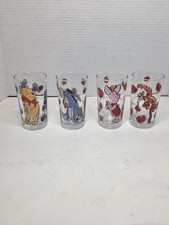 Vintage Anchor Hocking Full Set Of Disney Winnie The Pooh And Friends Glasses picture