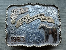 VTG  1983 CCPHC Amareur Western Pleasure Belt Buckle Sterling Overlay SH picture