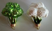 Sur La Table Broccoli And Cauliflower Blown Glass  Christmas Ornament  picture
