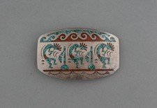 D. Allison - Fantastic Navajo Inlay Silver Belt Buckle - Ortega HMIJ Mark  3.5