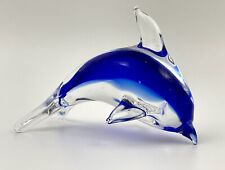 Blown Glass Dolphin Paperweight Crystal Cobalt Blue Figurine MCM Decor 5