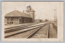 RPPC Mazon IL Illinois Union Station Railway Depot Santa Fe Tracks Postcard AZO picture