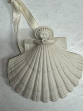 Margaret Furlong 3.75” Trumpeter Trumpet Horn Angel Ornament 1980 Shell Vintage~ picture
