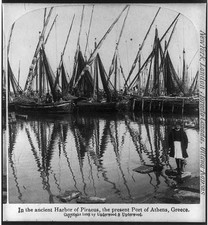 Photo:Piraeus Athens Greece 1898 Harbor Fishing Boats Stereograph picture