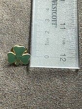 vintage green enamel shamrock lapel pin picture