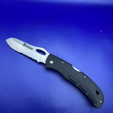 TITAN 11041 Black Combo Edge Lockback Knife Taiwan picture