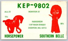 Vintage KEP-9802 CB Radio QSL Postcard Dighton MA Horse Southern Belle B48 picture
