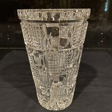 Antique EAPG Waffle Thumbprint Vase 8” Tall Victorian Pressed Glass Clear picture