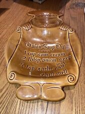 VTG California Pottery S8 CHEF Onion Soup Dip Chip Tray Bowl Brown Glaze Parties picture