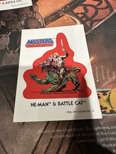 HE-MAN MASTERS OF THE UNIVERSE & BATTLE CAT 1984 TOPPS STICKER CARD #19 BLUE picture