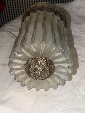 Vintage Bronze and Murano Glass Flush mount Circa 1940's Beautiful Chunky Design picture