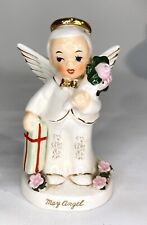 Vintage 1930’s Napco May Boy Birthday Angel Figurine Flower Bouquet Gift EB43 picture