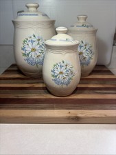 Tienshan Vintage Daisy Bouquet Canister Set of 3 with Lids Granny Core Decor picture