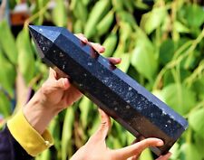 Amazing 335MM Black Nuummite Stone Sorcerer’s Stone Healing Metaphysical Tower picture