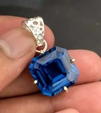 Certified 40.15 Ct Natural Blue Sapphire Pendant Solid 925 Sterling Silver